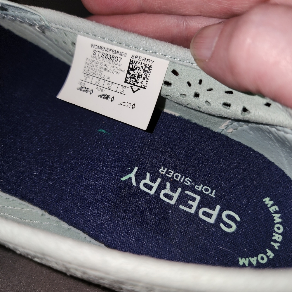 Sperry Gray Seaside Nautical Suede Cut Out Sneakers Size 9 - Preowned in Good - Picture 5 of 7